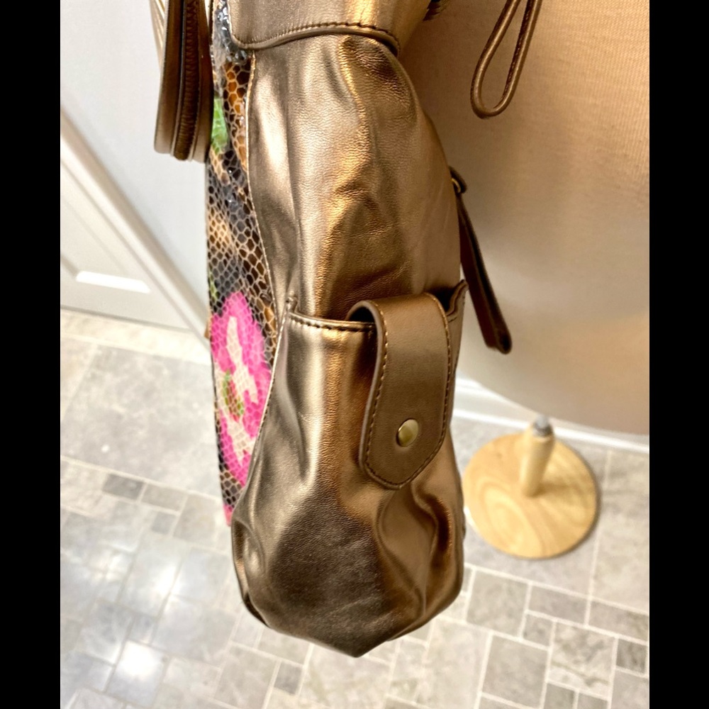 Sharif Gorgeous Large Bronze Metallic Colorful Pattern Bronze Chain Purse - Picture 6 of 15